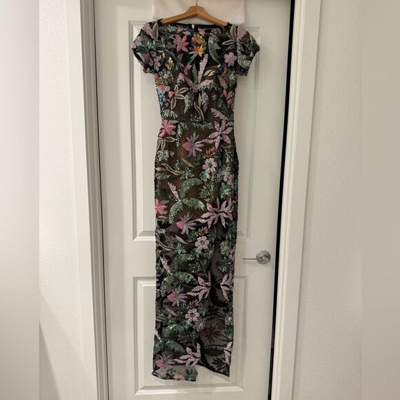 NWOT Bronx And Banco Zinna Side-Slit Floral Sequin Gown, XS,S &M available - Picture 12 of 14